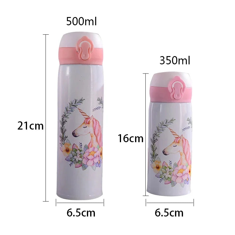 250/350ML Unicorn Flamingo Thermal Mug Portable Cute Stainless Steel Bouncing Lid Kids Children Child Small Mini Water Bottle