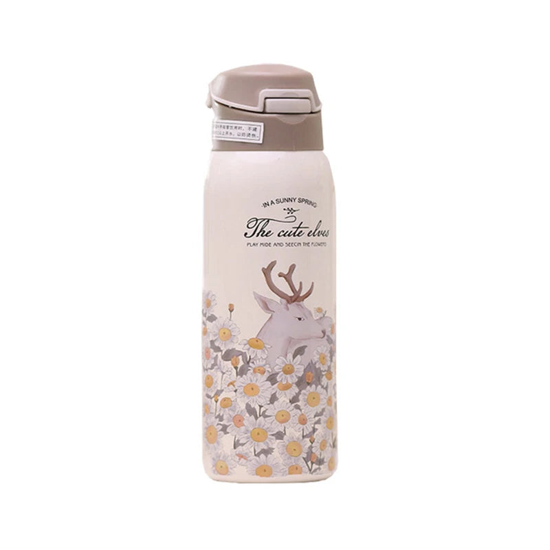 350/450ml Flower Thermos Mug Stainless Steel Portable Insulated Cup Thermal Bottle for Kids Bottle Travel Vacuum Insulated