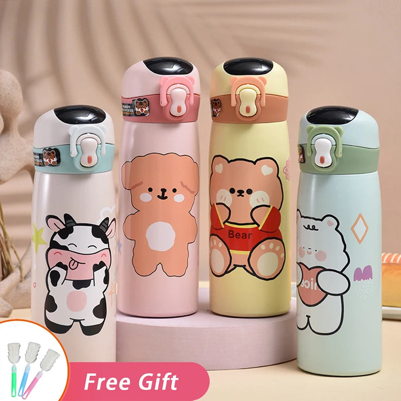 Portable Straw Thermos  |  Temperature Display Vacuum Flasks  | Kawaii Tumbler Smart Insulated Cup | Stainless Steel  |  Cute Water Bottle