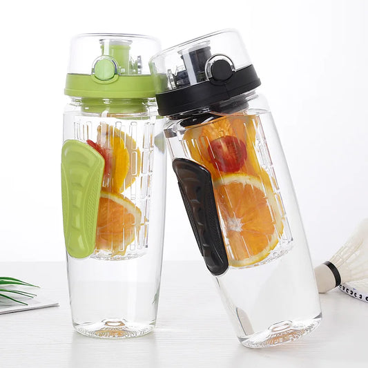 1000ml Water Fruit Bottle BPA Free Plastic Sport Fruit Infuser Water Bottles with Infuser Juice Shaker Bottle for Hiking GYM