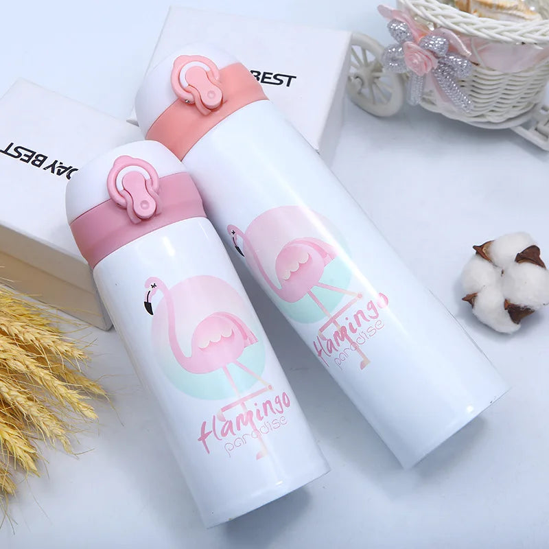 250/350ML Unicorn Flamingo Thermal Mug Portable Cute Stainless Steel Bouncing Lid Kids Children Child Small Mini Water Bottle