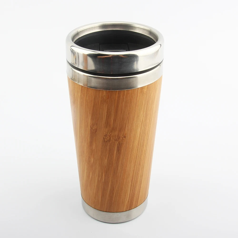 Vacuum Insulated Food Grade Bamboo Coffee Travel Mug