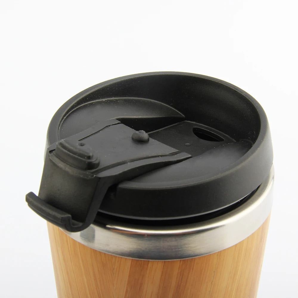 Vacuum Insulated Food Grade Bamboo Coffee Travel Mug